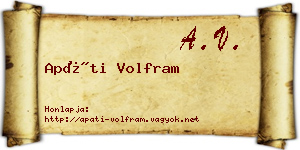 Apáti Volfram névjegykártya